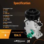AC Compressor With Clutch for Hyundai Accent Kia Rio 2018–2019 1.6L