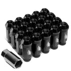 20Pcs J2 7075 Forged Aluminum M12X1.25 Open-End Lug Nut Set w/Adapter Black