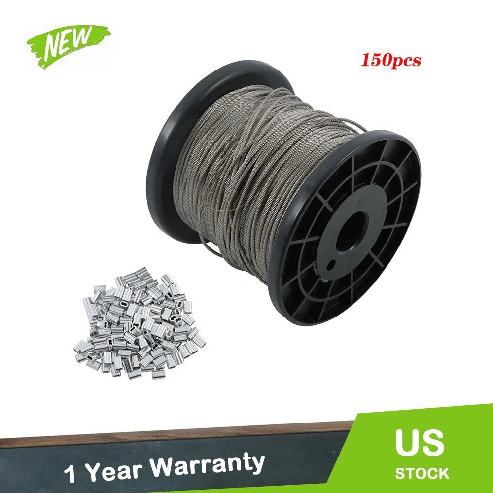 328ft Wire Rope for Various Applications (7×7, 1.5mm, 304 Stainless Steel)