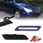 2X Smoked Lens White LED Front Side Marker Lights for Chrysler Sebring (2007–2010)