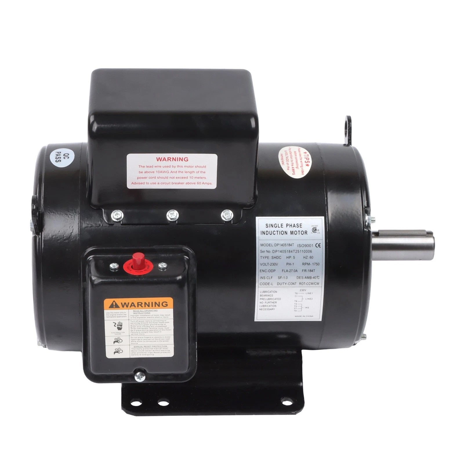 5HP ODP Motor for Air Compressor (208-230V, Single Phase)