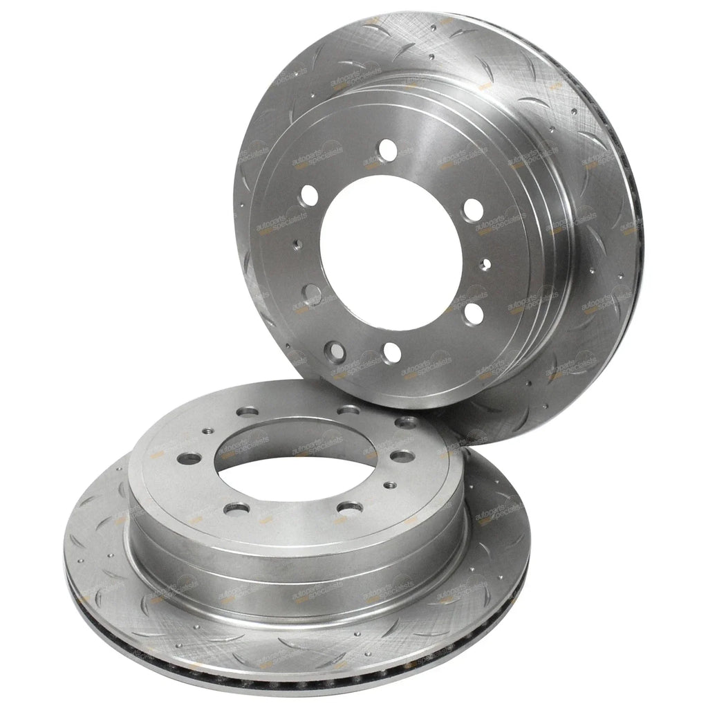 2 x Rear Drilled Slotted Rotors for Prado KDJ120R KZJ120R RZJ120R (2003–2009)
