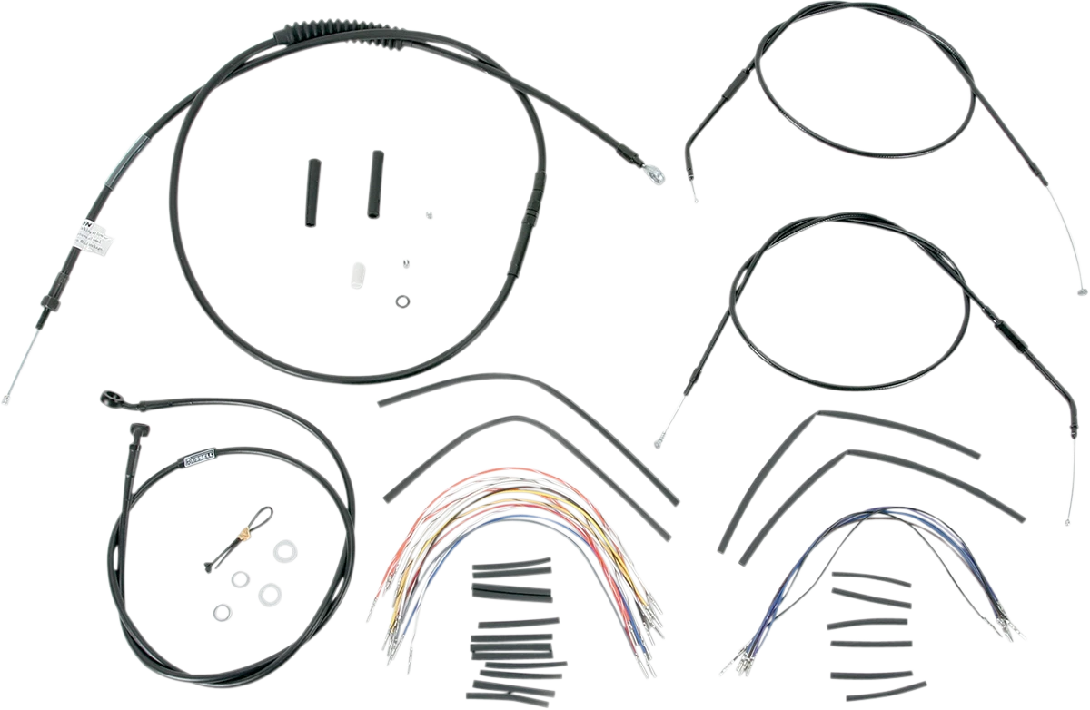Complete Black Vinyl Handlebar Cable/Line Kit for Ape Hangers (14")