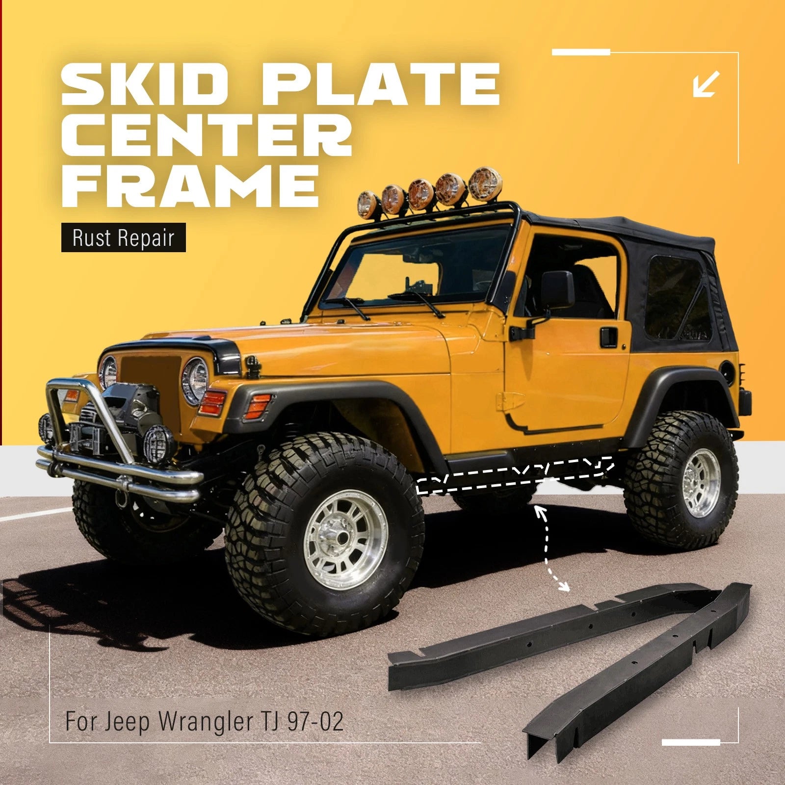Rear Trail Arm & Center Skid Plate for Jeep Wrangler TJ (1997–2002)