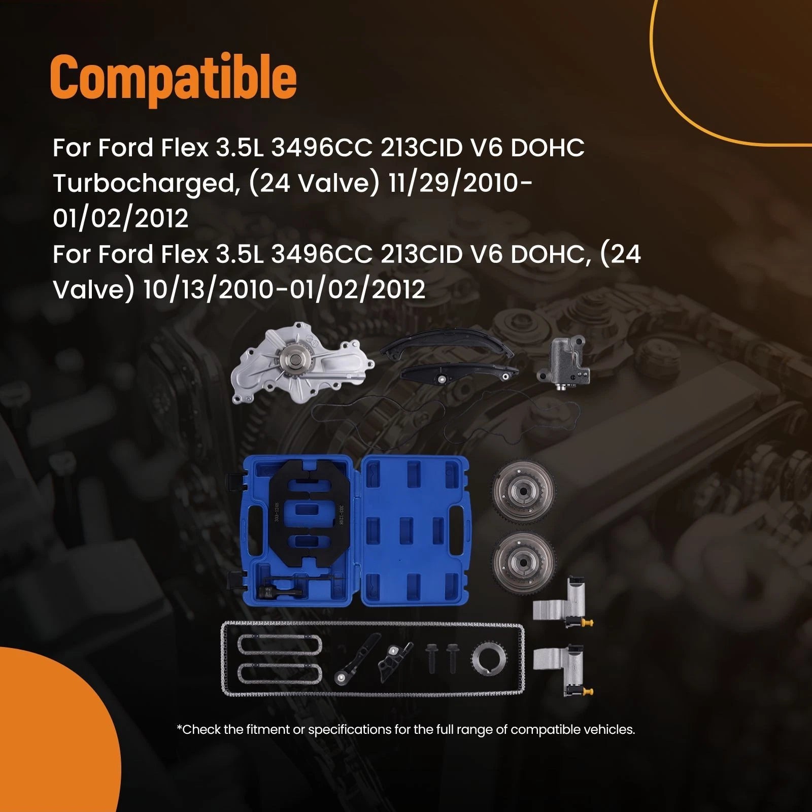 Timing Chain Tool Kit & Water Pump for Ford Flex 3.5L, Mazda CX-9 3.7L (2009–2019) AT4Z6268C