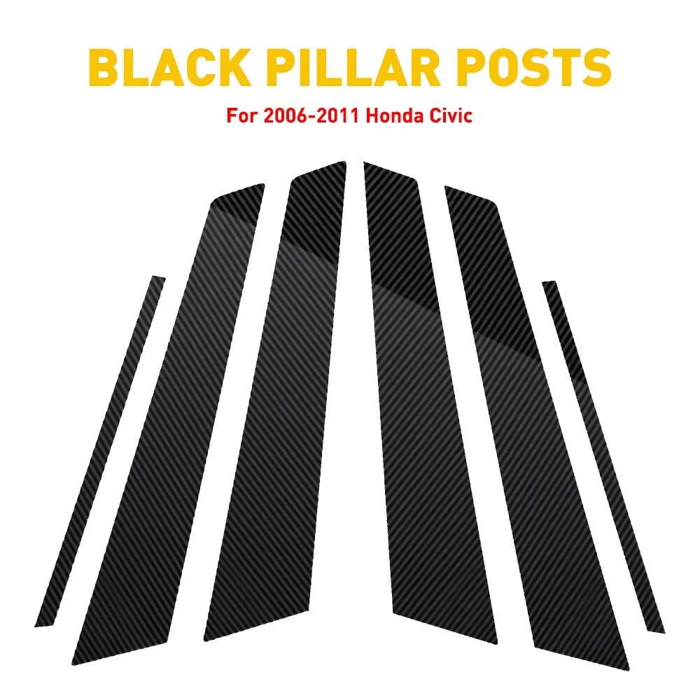Carbon Fiber Window Pillar Posts Door Cover Trims for Honda Civic Sedan (2006–2011)