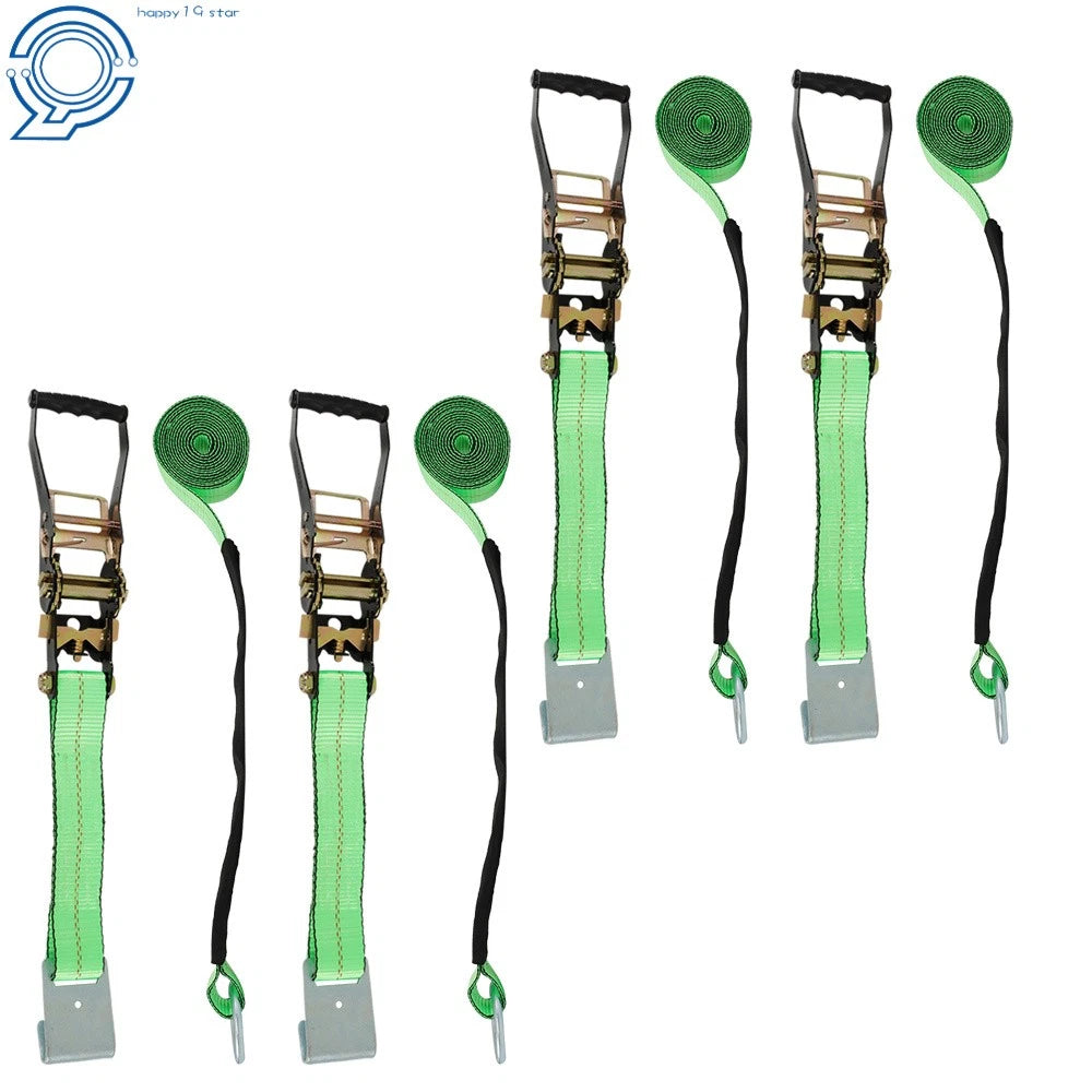 Set of 4 Tie Downs with Flat Hooks for Universal Use (2 Inch x 96 Inch)