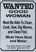 Wanted Good Woman Sign for Man Cave (Plastic)