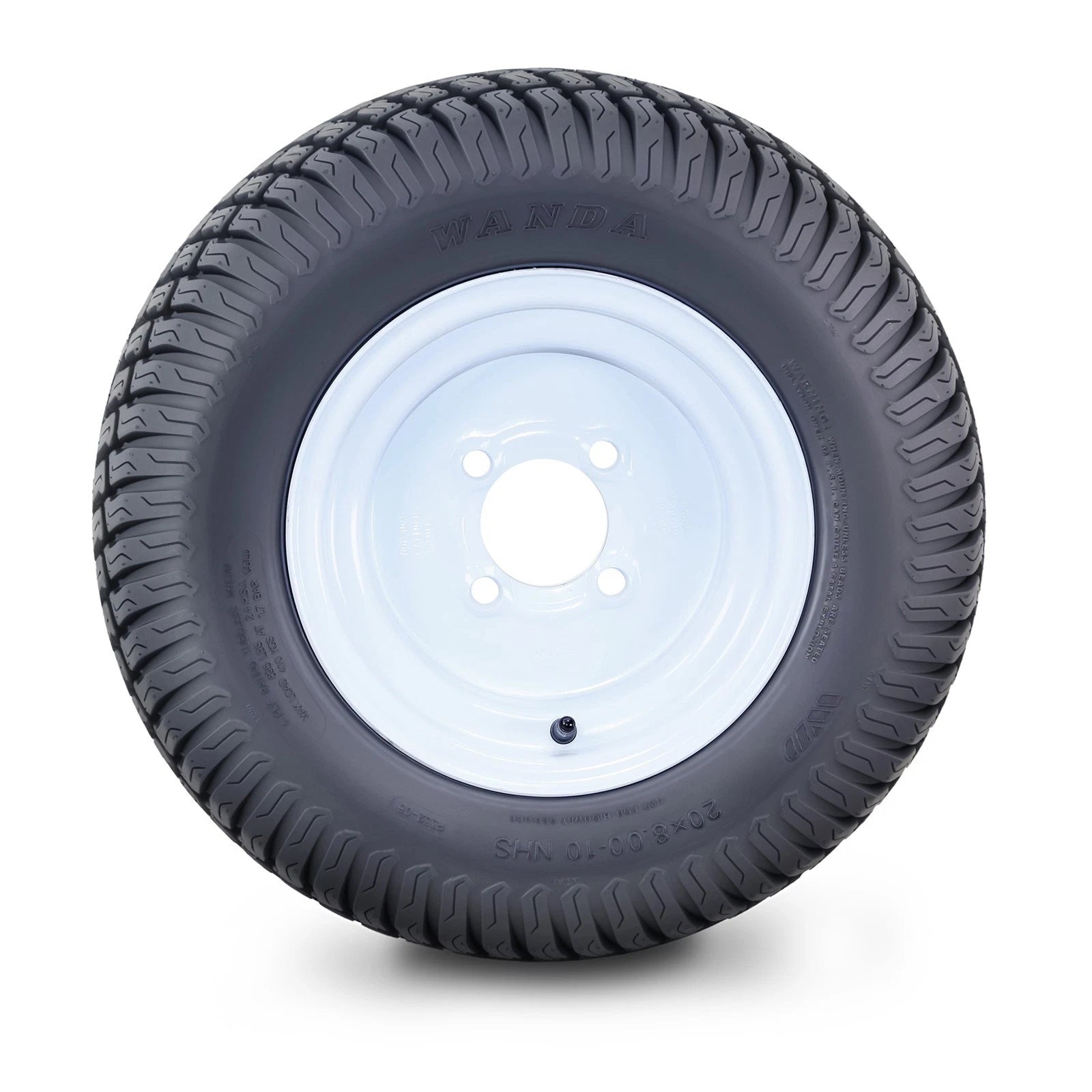 Set of 2 Lawn Mower Tires 20X8-10 4-Ply with 4x4" White Wheel 13039