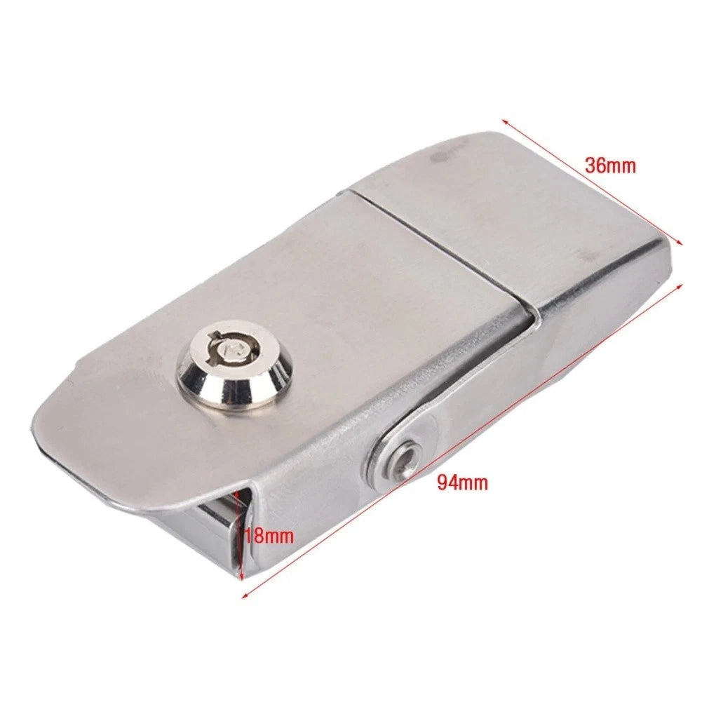Sliding Door Latch Clip Lockable Stainless Steel with 2 Keys for