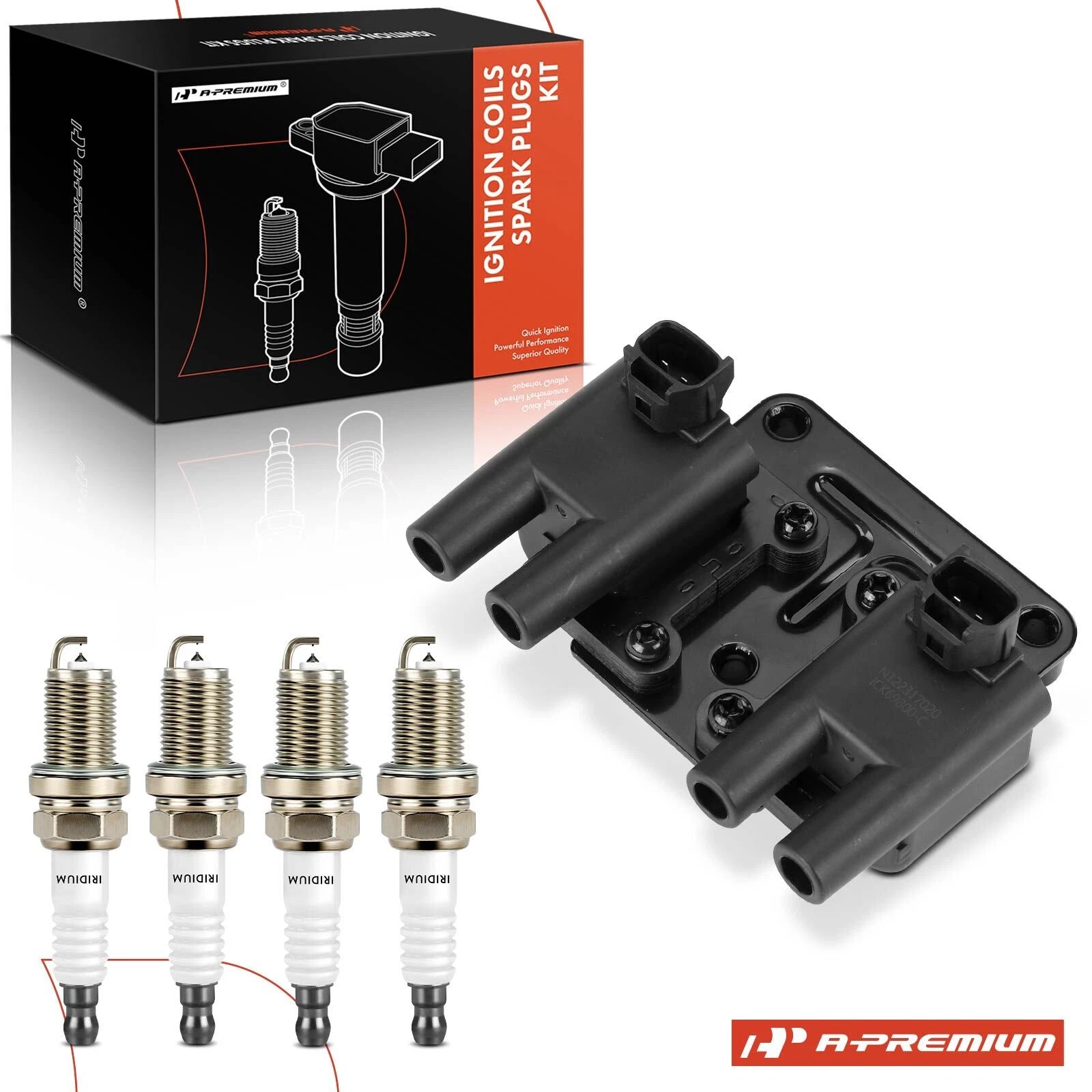 Ignition Coil & 4x Double Iridium Spark Plugs for Chevy Optra (2004–2007)