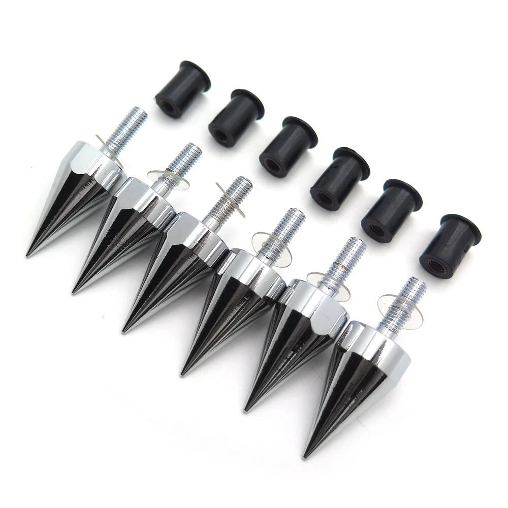 Spike Bolts for Motorcycle Windscreen Fairings License Plate Chrome