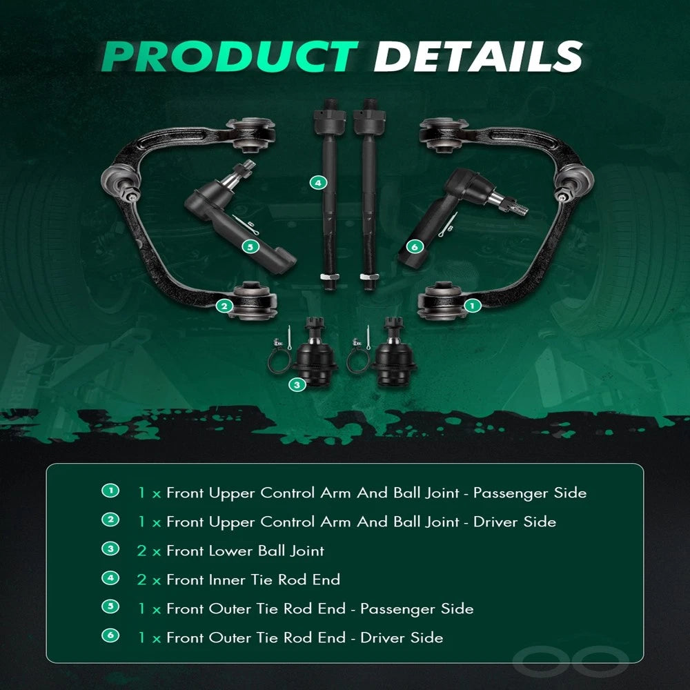 Set of 8 Front Upper Control Arms & Lower Ball Joints for Ford Expedition (2007–2014)