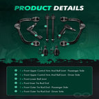 Set of 8 Front Upper Control Arms & Lower Ball Joints for Ford Expedition (2007–2014)