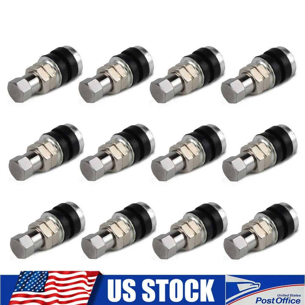 Set of 12 Chrome Rod Wheel Tire Valve Stems TR161 for Honda Suzuki Can-Am