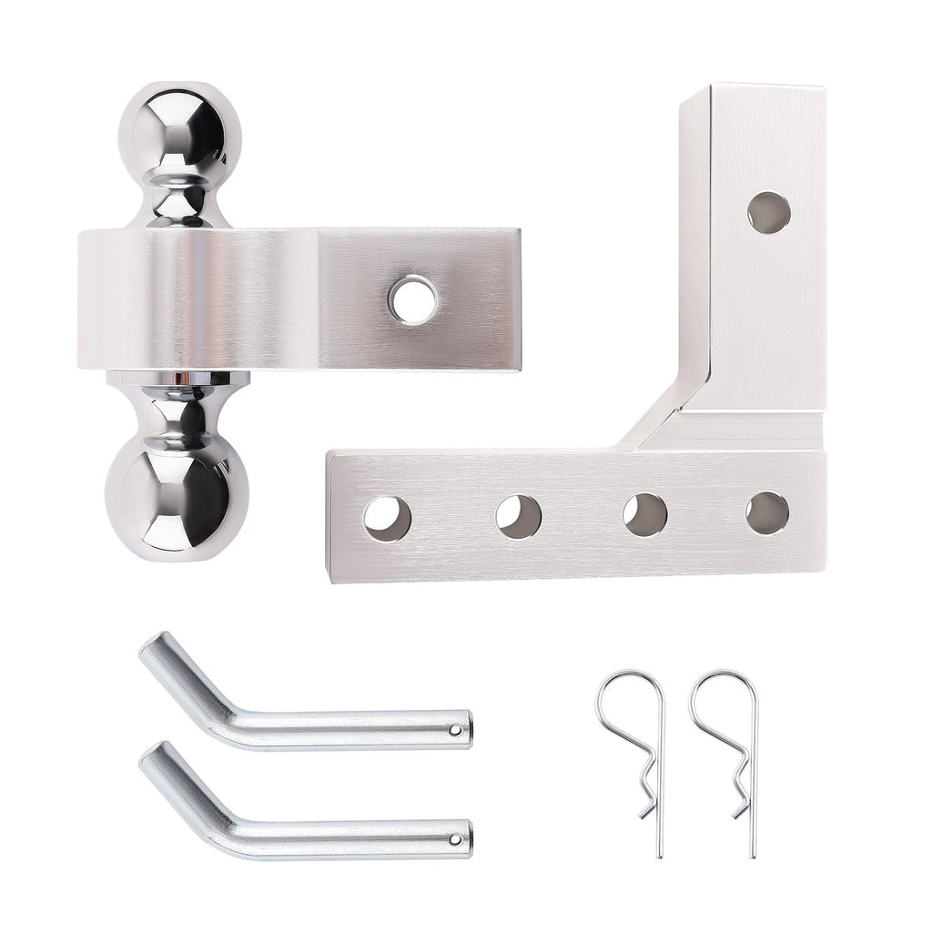 2" Trailer Tow Hook Receiver Dual Ball Adjustable Aluminum (6" Drop)