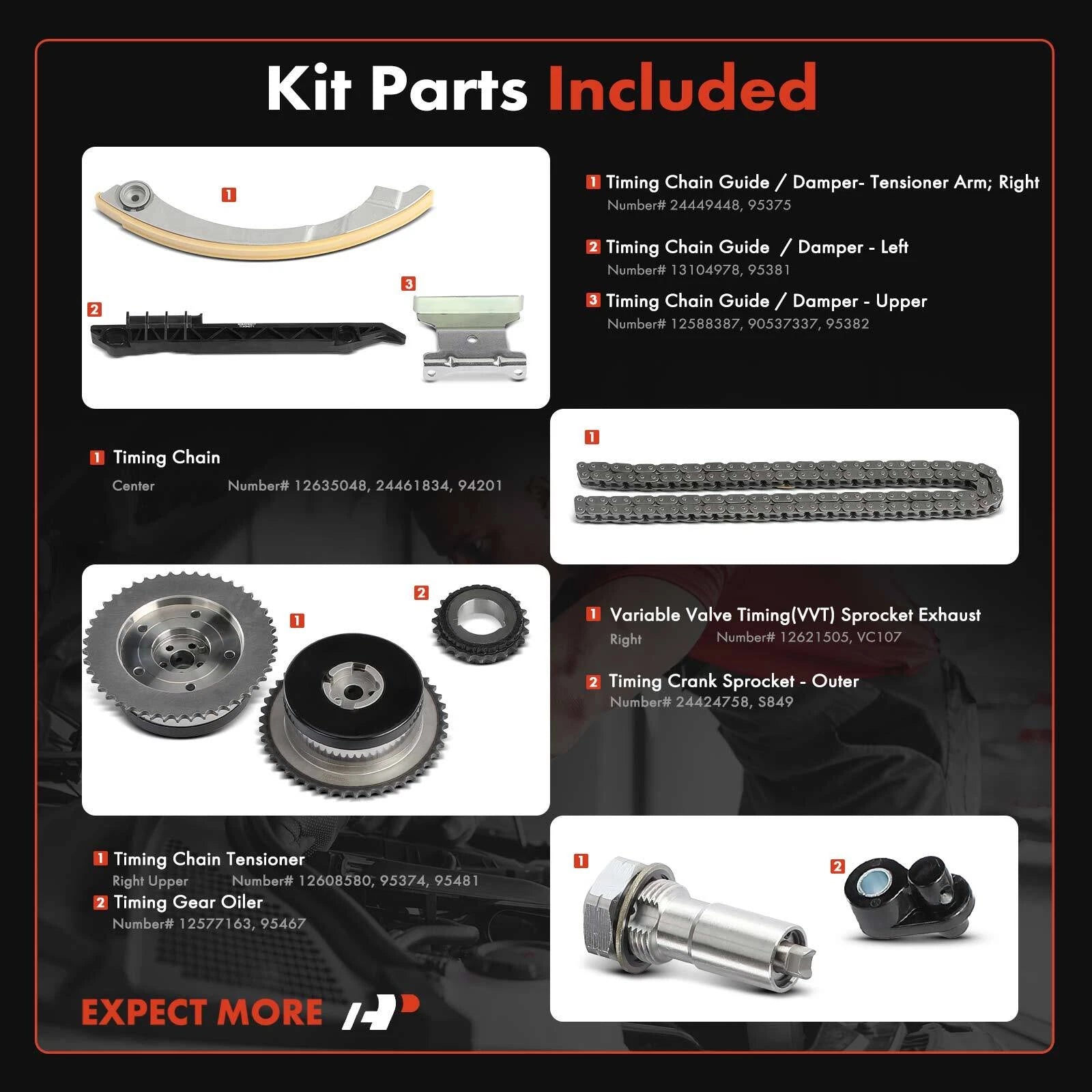 9x Timing Chain Kit for Chevy Equinox Malibu Impala (2011–2017)