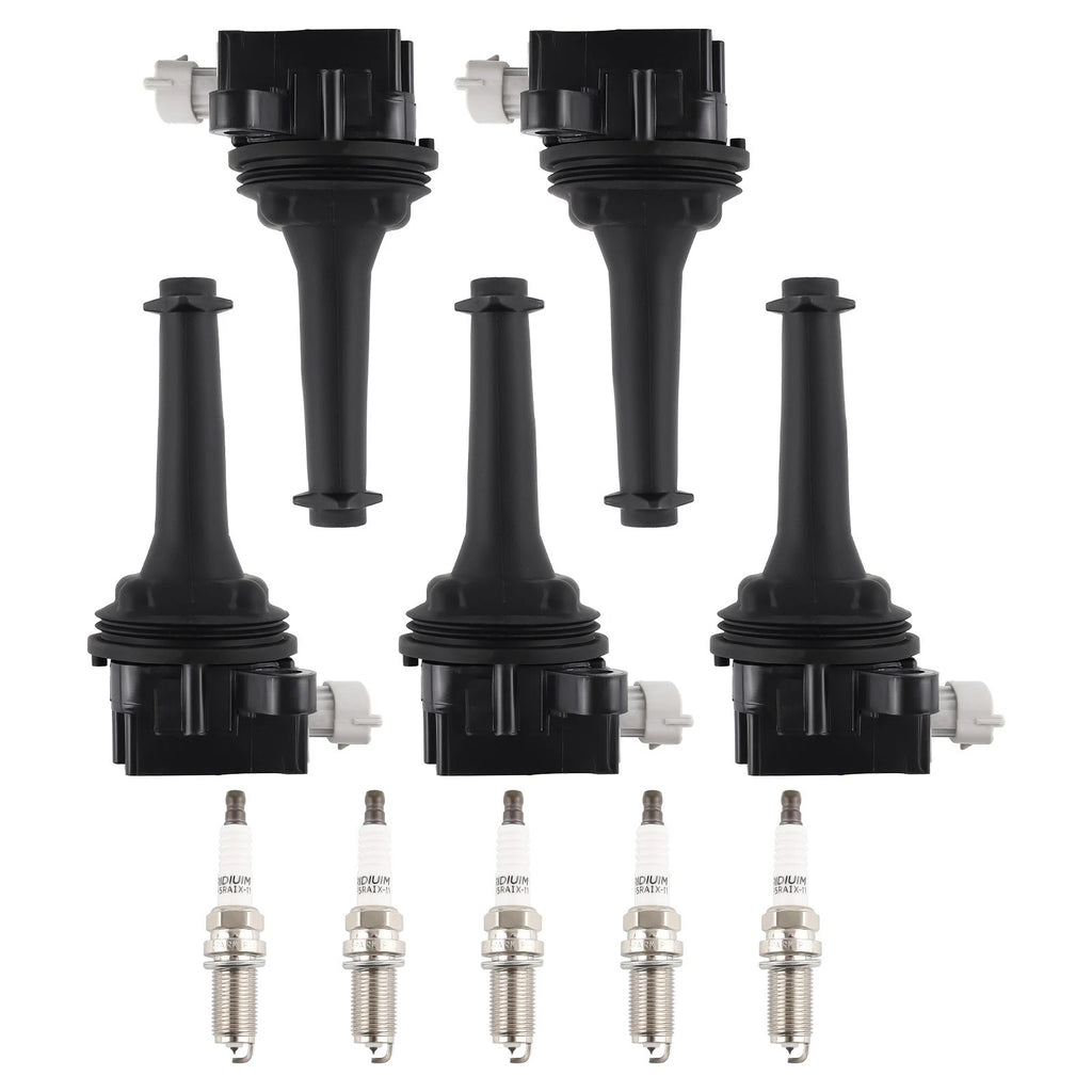 Pack of 5 Ignition Coils + Spark Plugs for Volvo C70 S40 S60 V50 V70 XC70 (1998–2013)