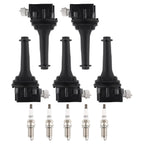 Pack of 5 Ignition Coils + Spark Plugs for Volvo C70 S40 S60 V50 V70 XC70 (1998–2013)