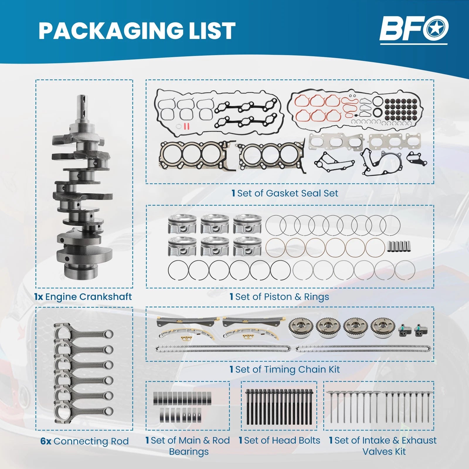 Engine Rebuild Overhaul Kit for Hyundai Kia 3.3L (G6DH)