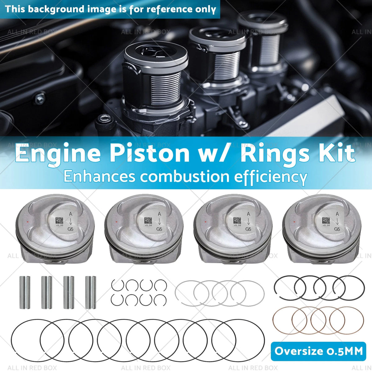 Oversize 0.50MM Piston & Rings Kit for Kia Hyundai Sonata (2011–2019)