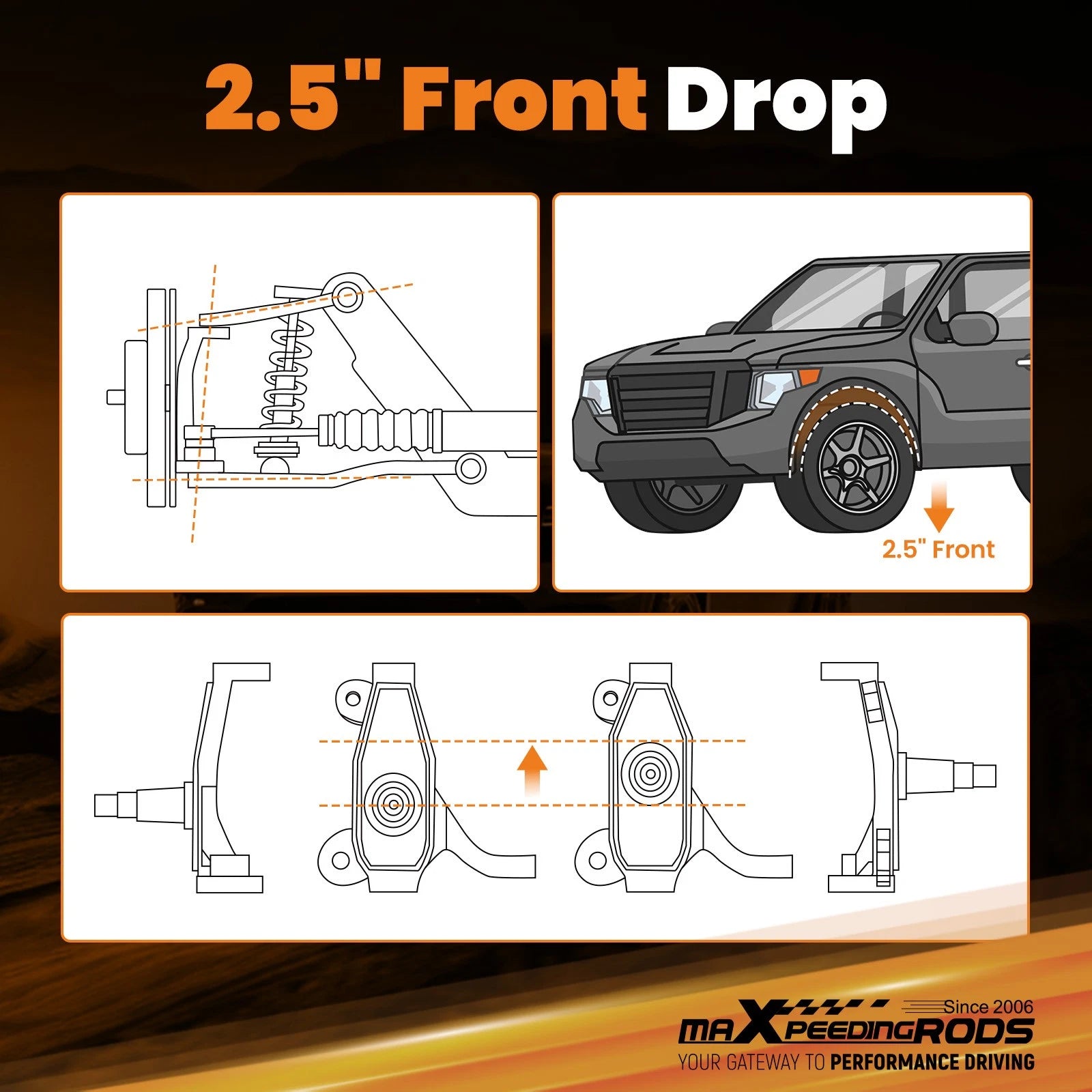 2.5 Inch Drop Spindles Lowering Kit for Chevy C10 2WD (1973–1987)