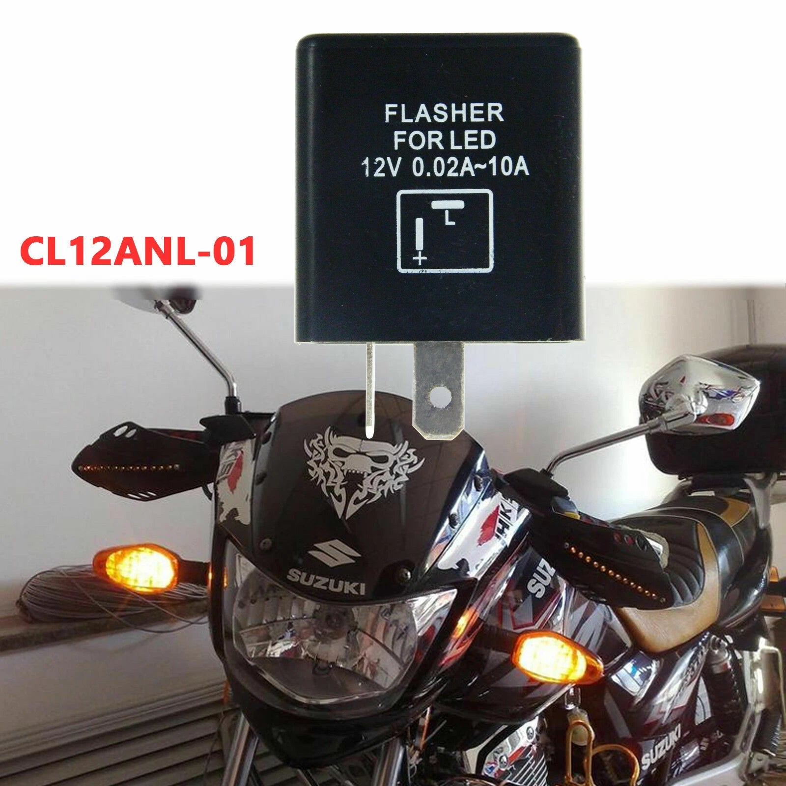 12V 120W 2-Pin Electronic Flasher Relay for LED Turn Signals (–)