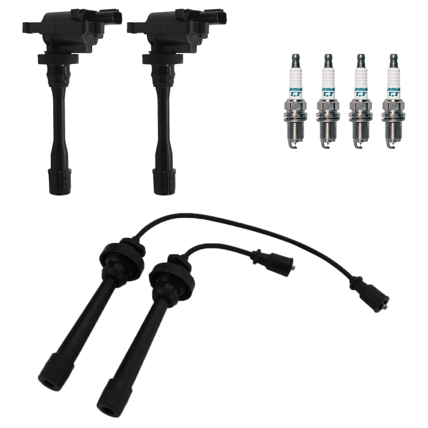 Set of 2 Ignition Coils & 4 Iridium TT Spark Plugs for Mitsubishi Mirage