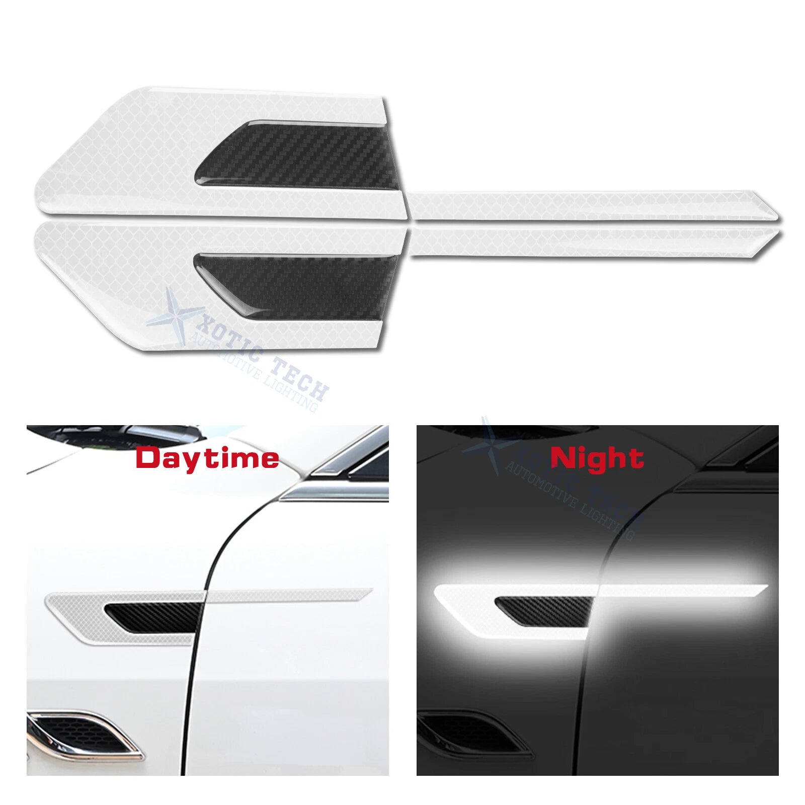 Reflective Rear View Mirror Side Door Strip Warning Stickers Universal (-)