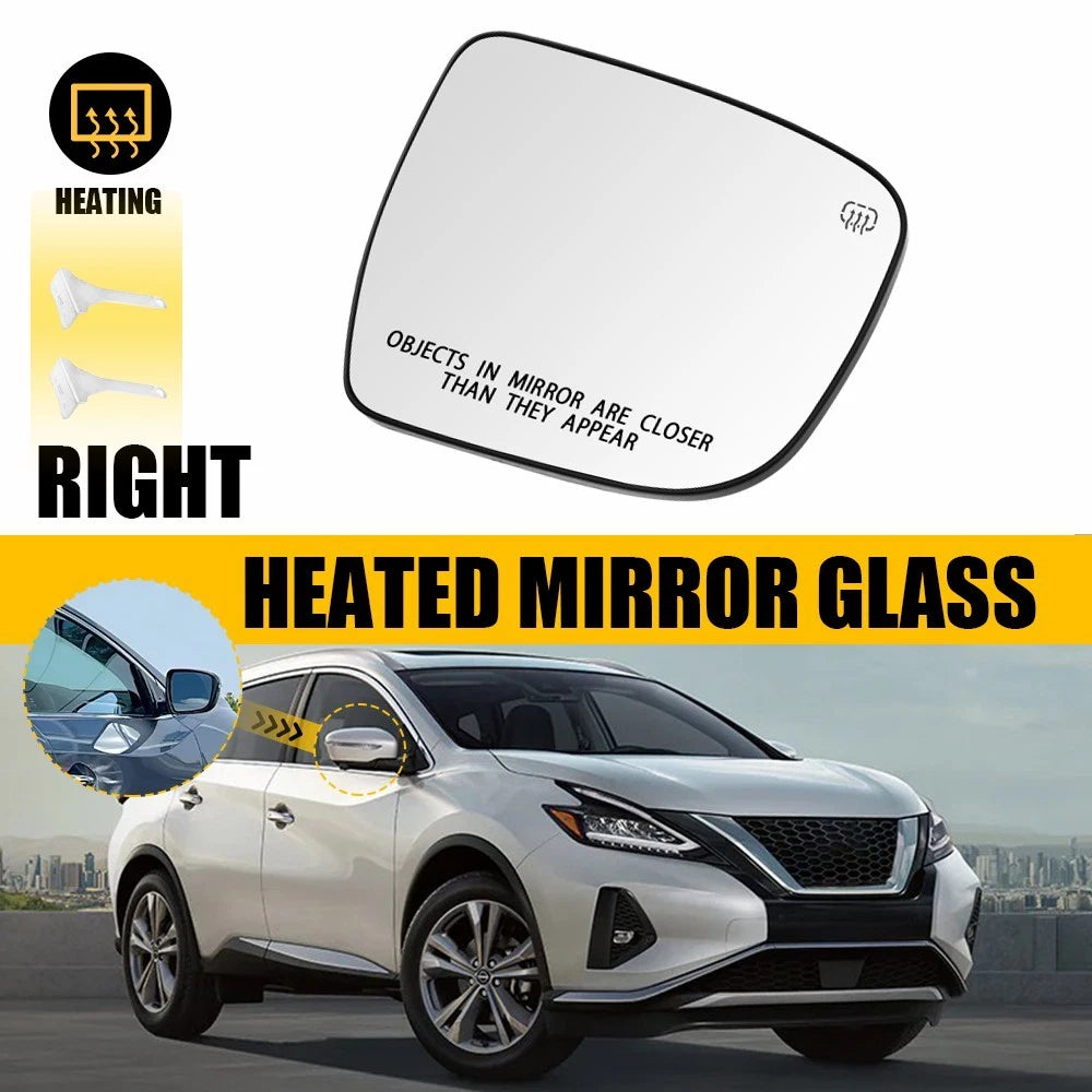 Heated Passenger Side Mirror Glass for Nissan Rogue (2014–2020) Murano (2015–2024)