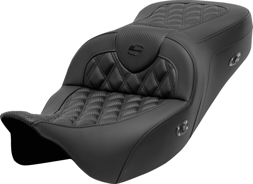 SADDLEMEN Roadsofa Seat for Harley FL (without Backrest, Lattice Stitch, Carbon Fiber)