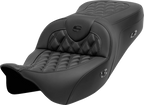 SADDLEMEN Roadsofa Seat for Harley FL (without Backrest, Lattice Stitch, Carbon Fiber)
