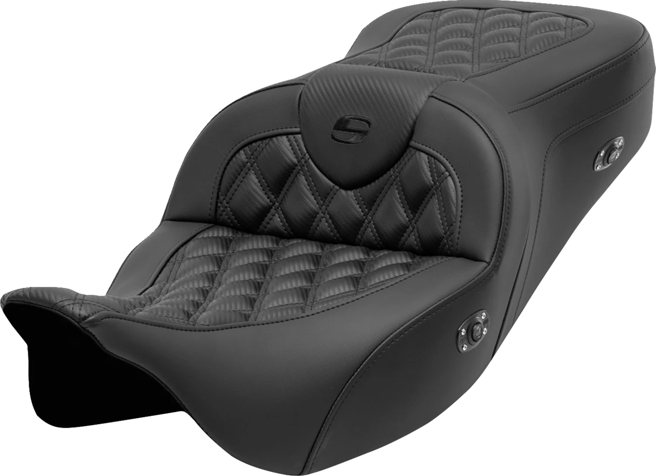 SADDLEMEN Roadsofa Seat for Harley FL (without Backrest, Lattice Stitch, Carbon Fiber)