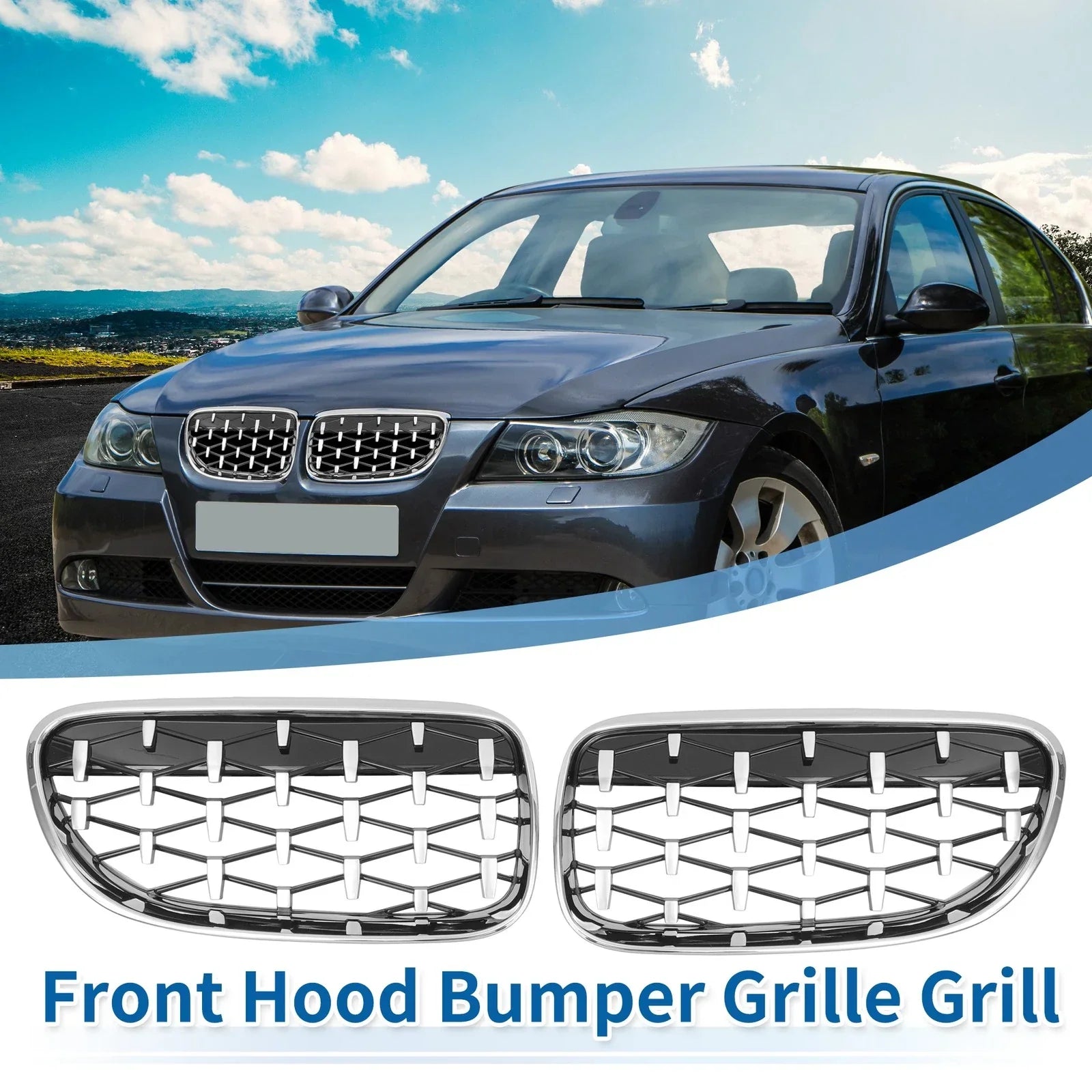 Front Hood Bumper Grille Grill 1 Pair for BMW 335is 328i xDrive (2010 - 2013)