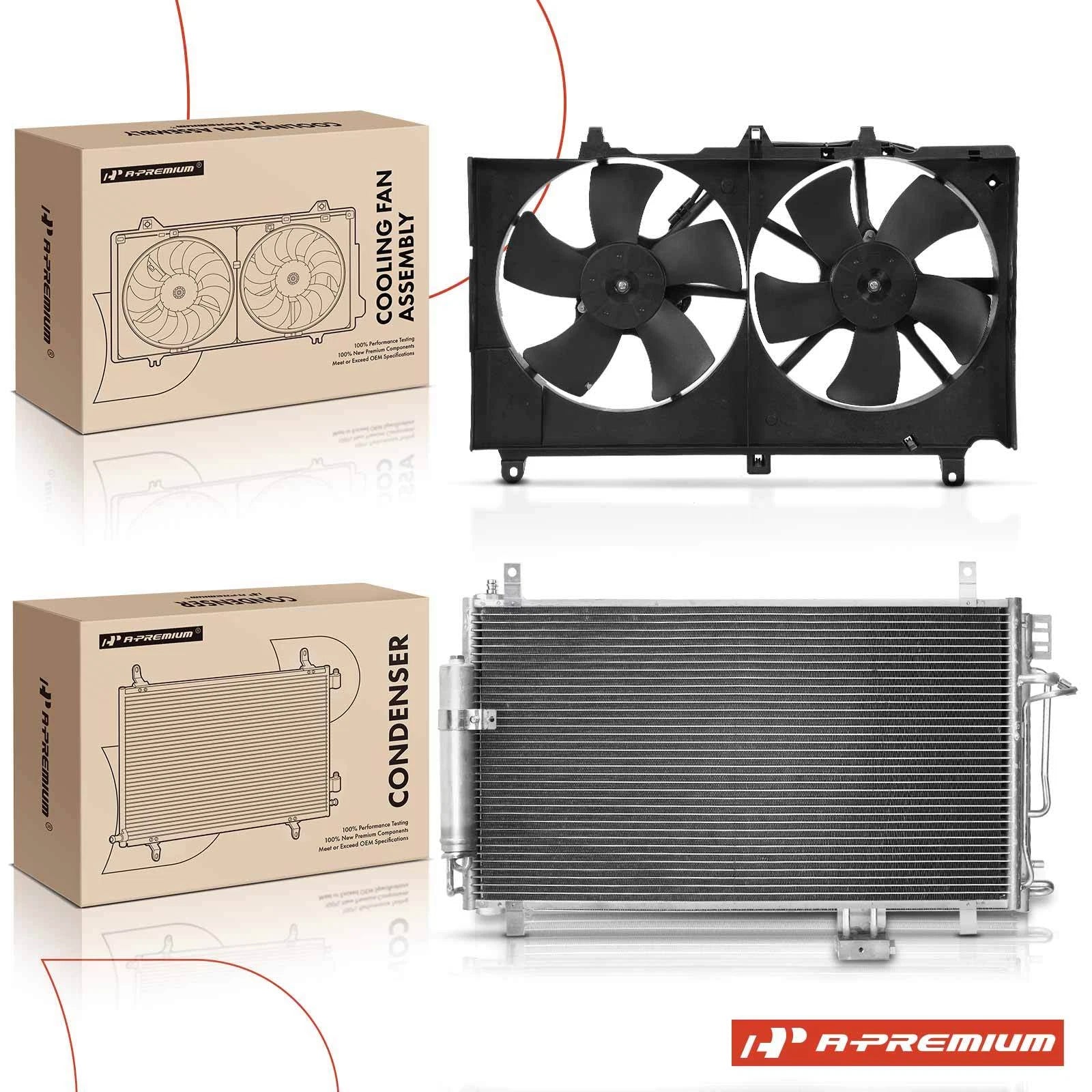 A/C Condenser & Dual Cooling Fan Kit for Nissan 350Z (2003–2007)