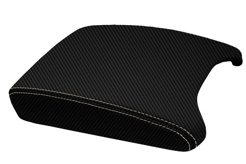 Console Lid Armrest Cover for BMW X5 E53 (2000–2006) Carbon Fiber Beige Stitch