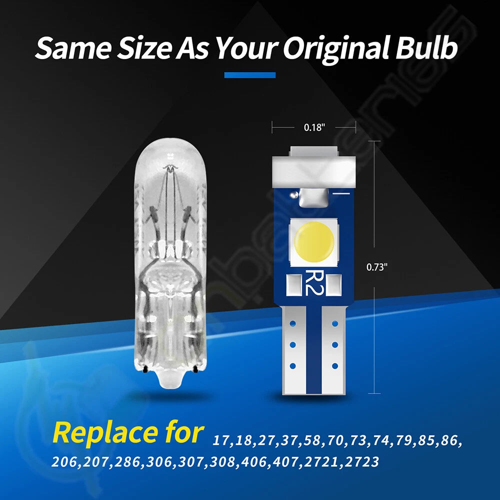 20X T5 6000K LED Visor Vanity Mirror Footwell Light Bulbs 37 74 58 70