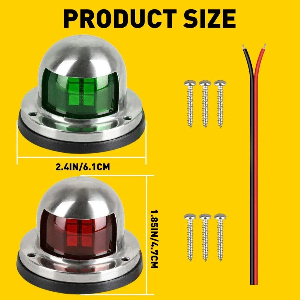 Set of 4 LED Bow Navigation Lights for Marine Boat Yacht Pontoon (12V)