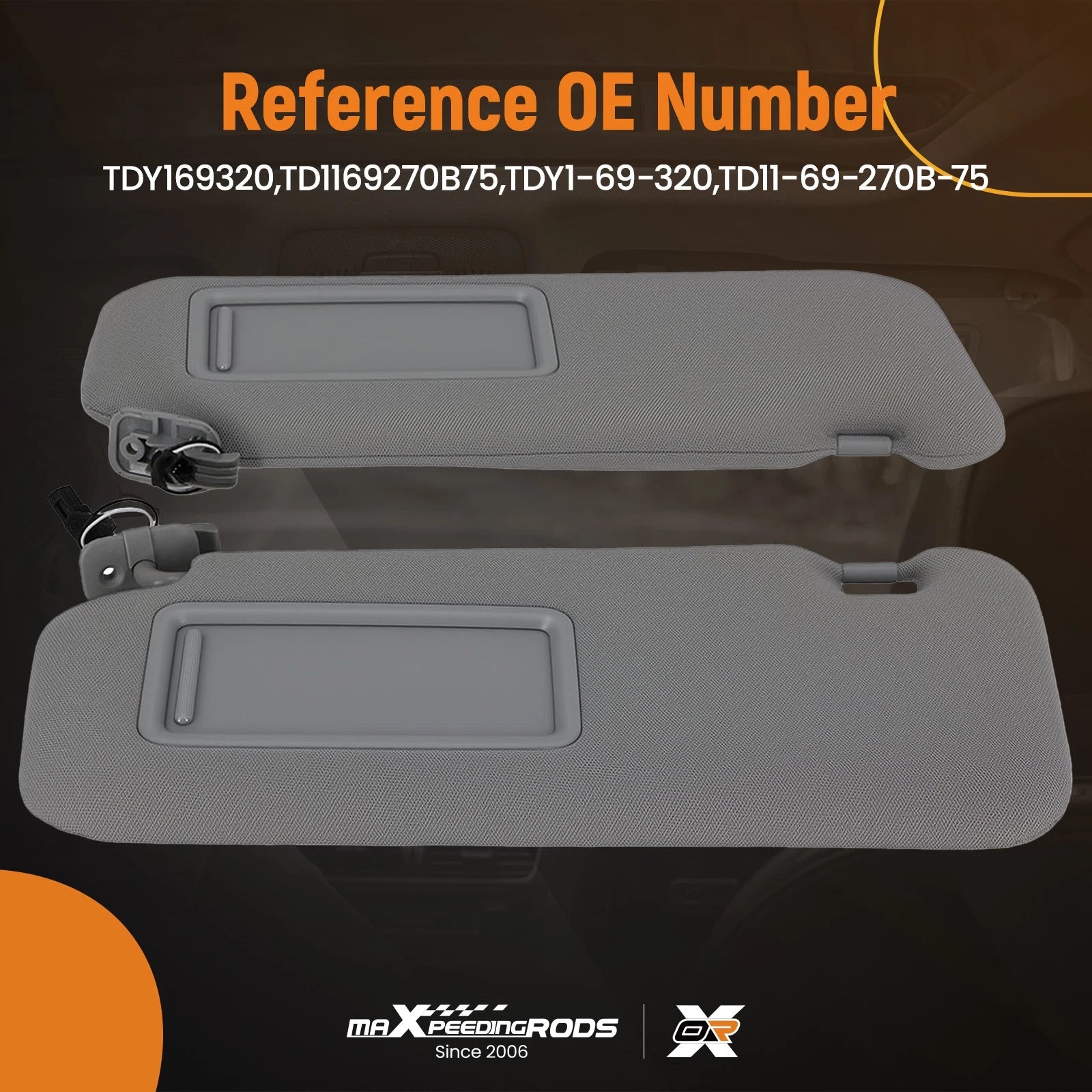 Pair Gray Sun Visors for Mazda CX-9 (2010–2015) TDY169320