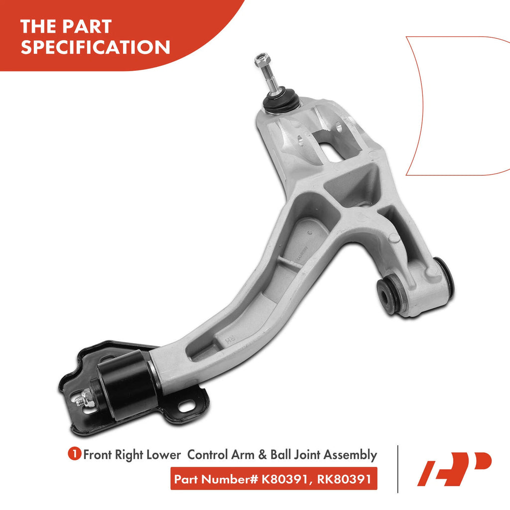 6X Front Control Arm with Ball Joint & Tie Rod for Ford Lincoln Mercury