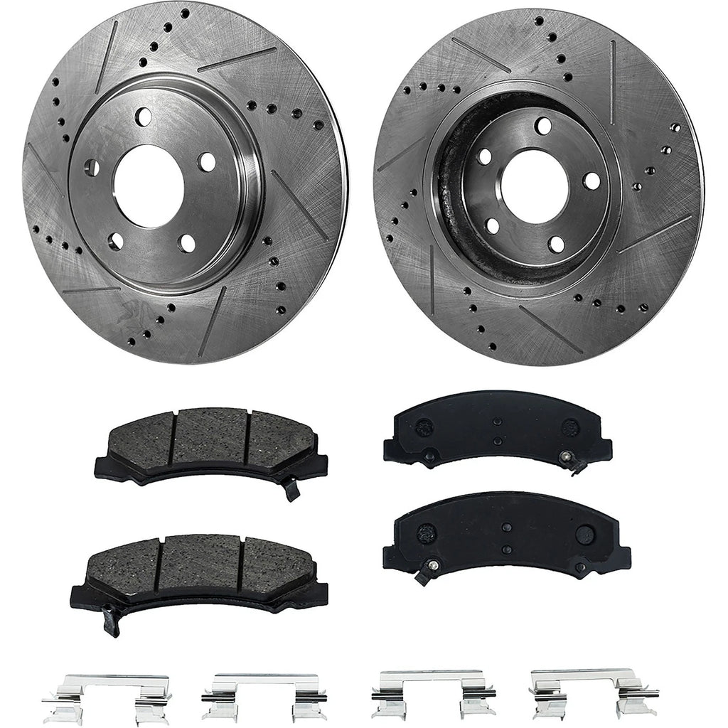 Brake Disc and Pad Kit for Chevrolet Impala (2006–2013) Cross-drilled