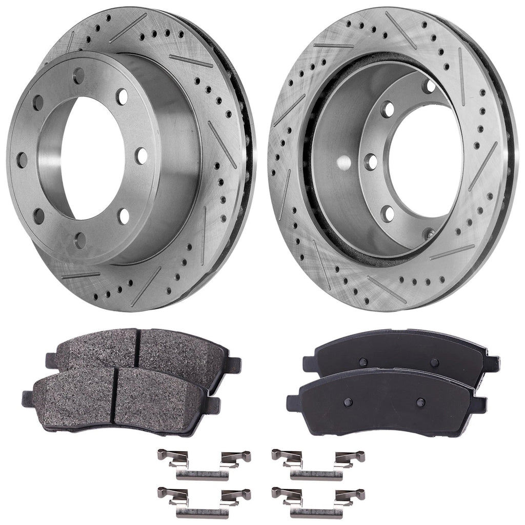Rear Brake Disc Rotors and Pads Kit for Ford F250 F350 Excursion (2000–2005)