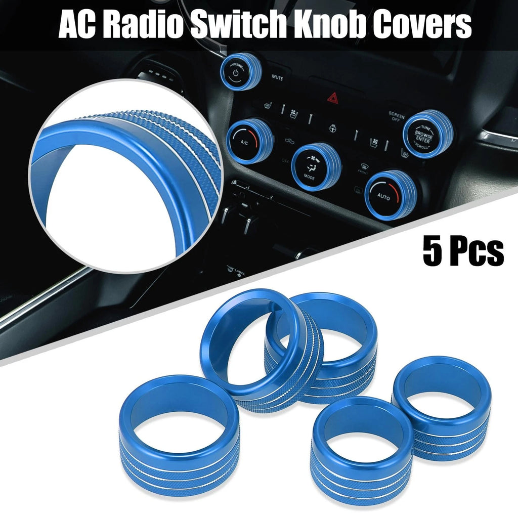5pcs Blue AC Radio Switch Knob Cover for Dodge Ram 1500 (2018–2020)