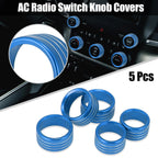 5pcs Blue AC Radio Switch Knob Cover for Dodge Ram 1500 (2018–2020)