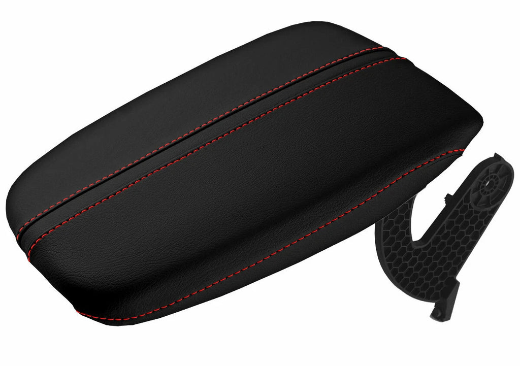 Leather Console Lid Armrest Cover for Acura TLX (2015–2020) Red Stitch