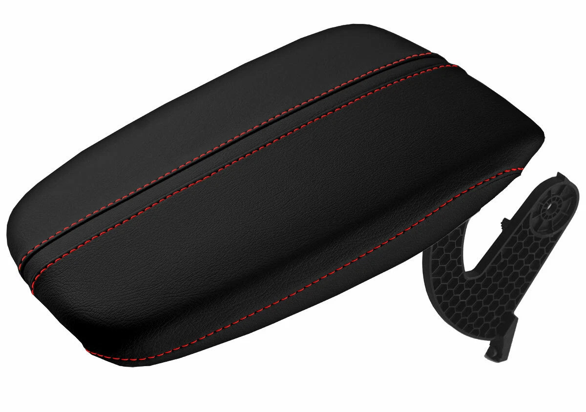 Leather Console Lid Armrest Cover for Acura TLX (2015–2020) Red Stitch