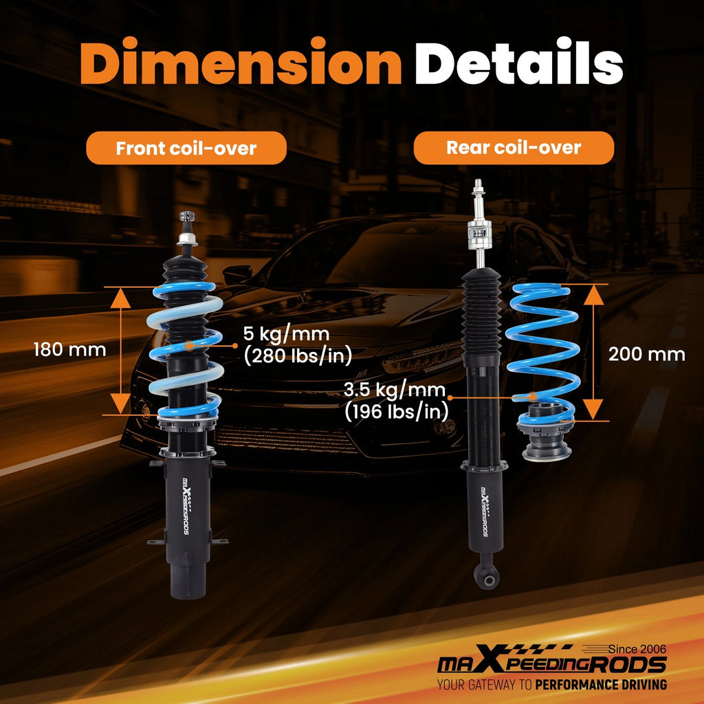 2X Coilovers for VW Golf Jetta MK4 (1997-2006) 24 Way Adjustable Shocks