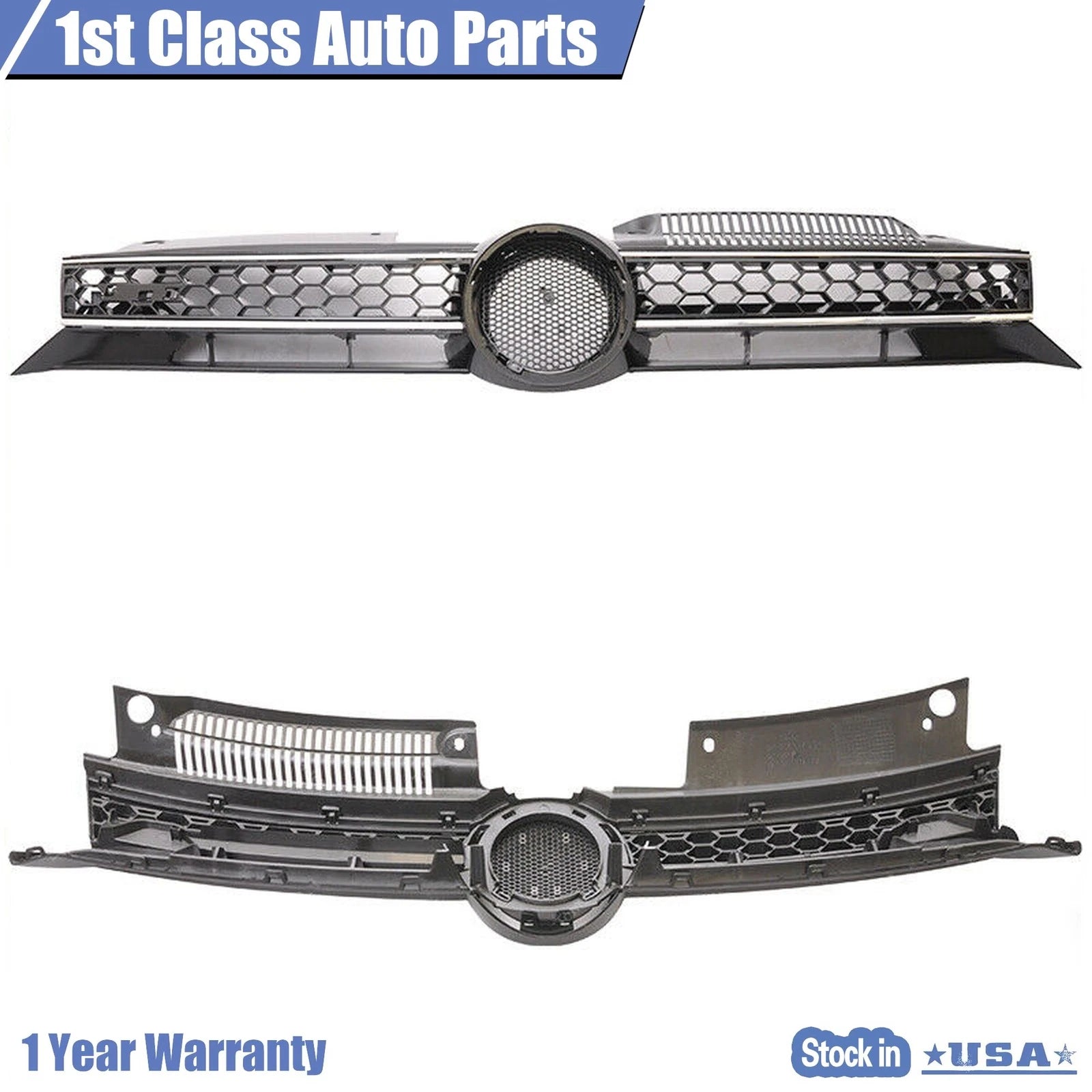 Grille with Chrome Trim for VW MK6 Golf/GTI/Jetta Sportwagen (2010–2014)