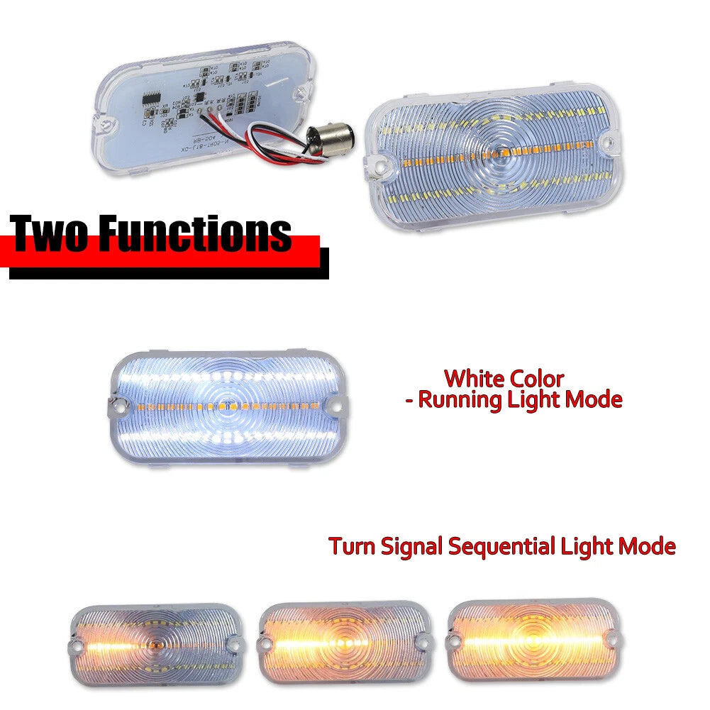 Clear Switchback LED DRL Signal Lights for Ford Bronco (1966–1968)