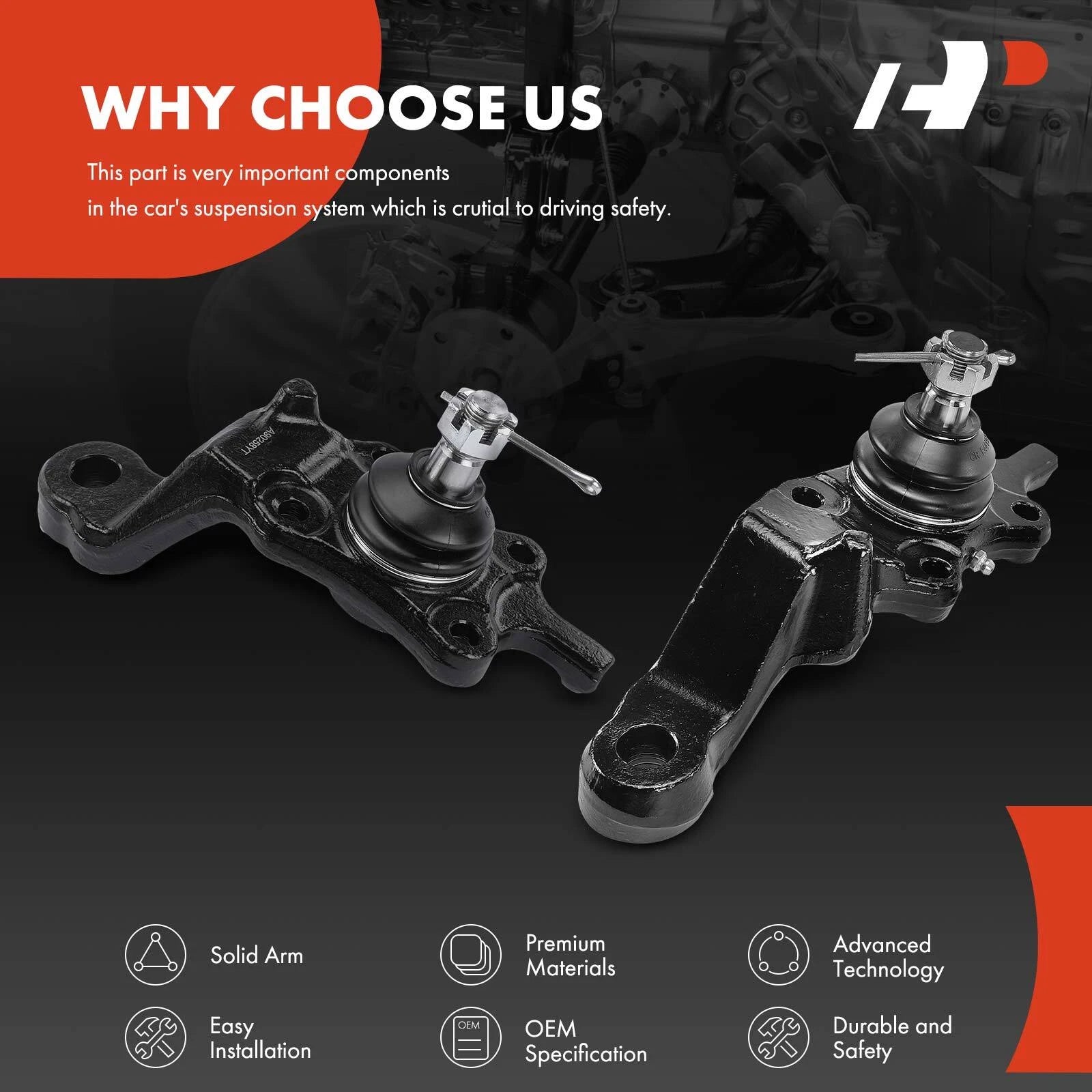 4x Front Upper & Lower Ball Joints for Toyota Tacoma (1995-2004)